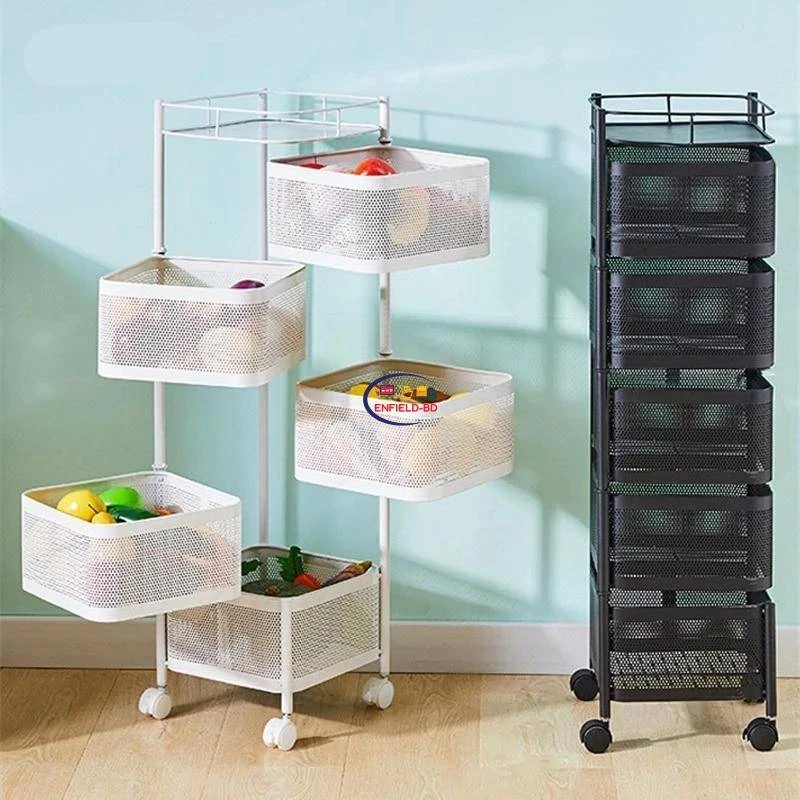 Kitchen Rack with 5 Layers Square Shape (Trolley)